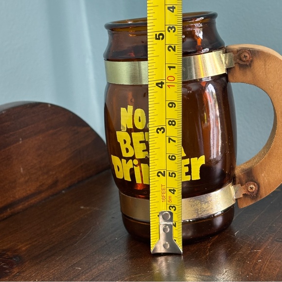 Vintage Novelty Mug No. 1 Beer Drinker Mug Brown Glass with the Wood Handle - Picture 14 of 15